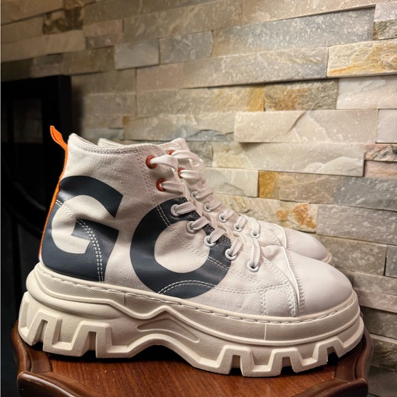 Unisex Sz 9.5-10 Eur 41 GO Combat Boots White Grey Orange Lace Up Boot Shoe EUC - Picture 3 of 6